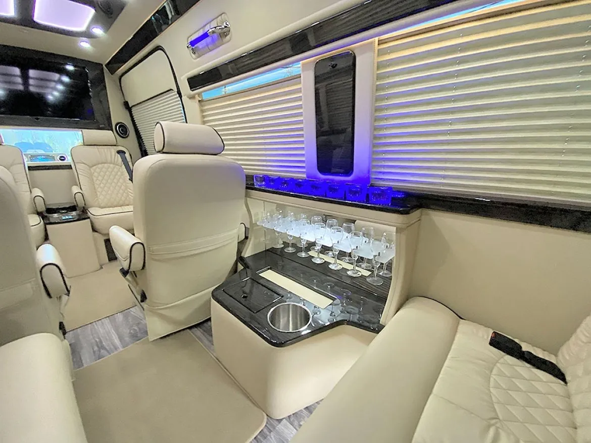 Jet Sprinter interior with captain chairs