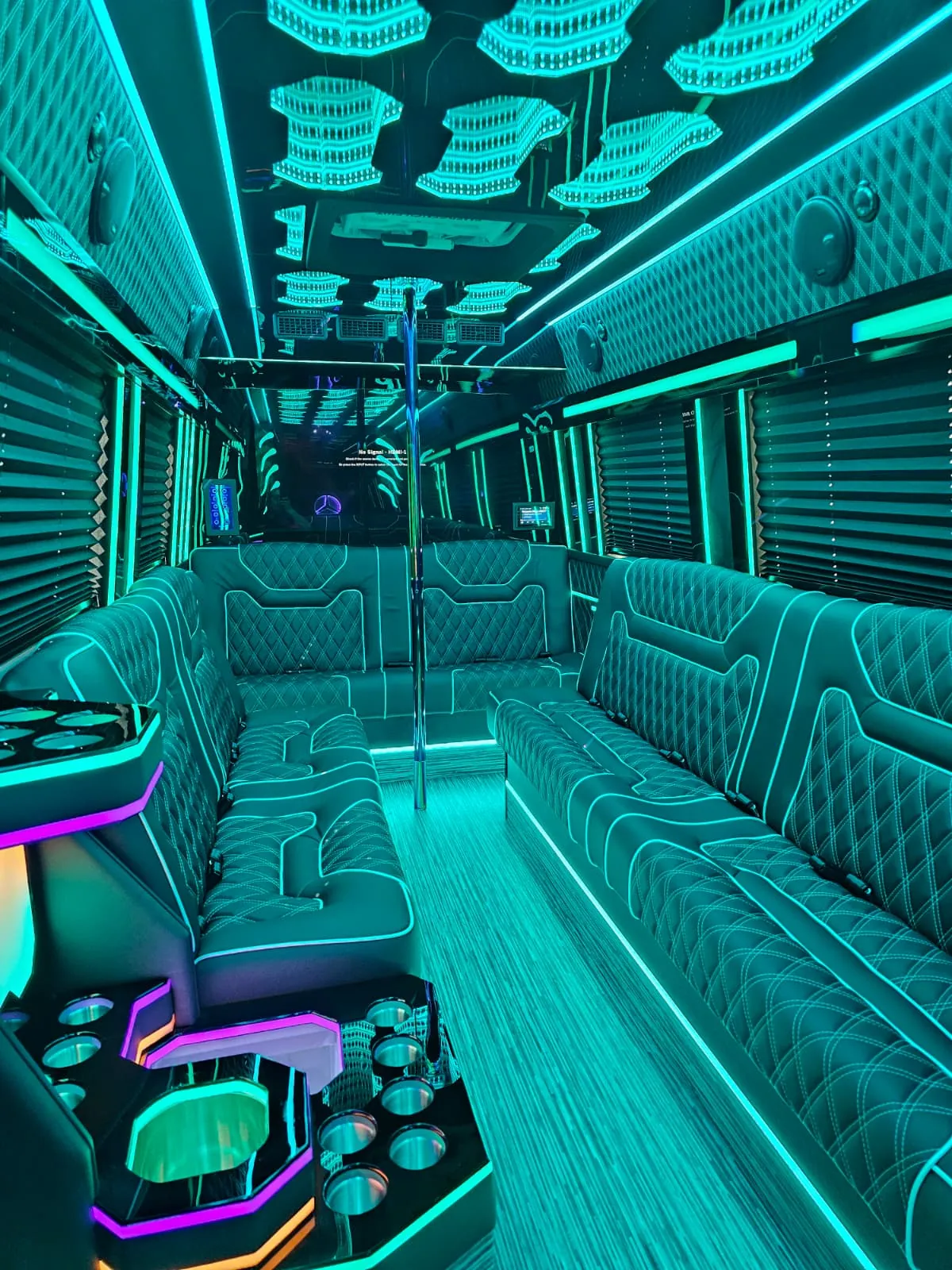 Limo Sprinter interior with lounge seating